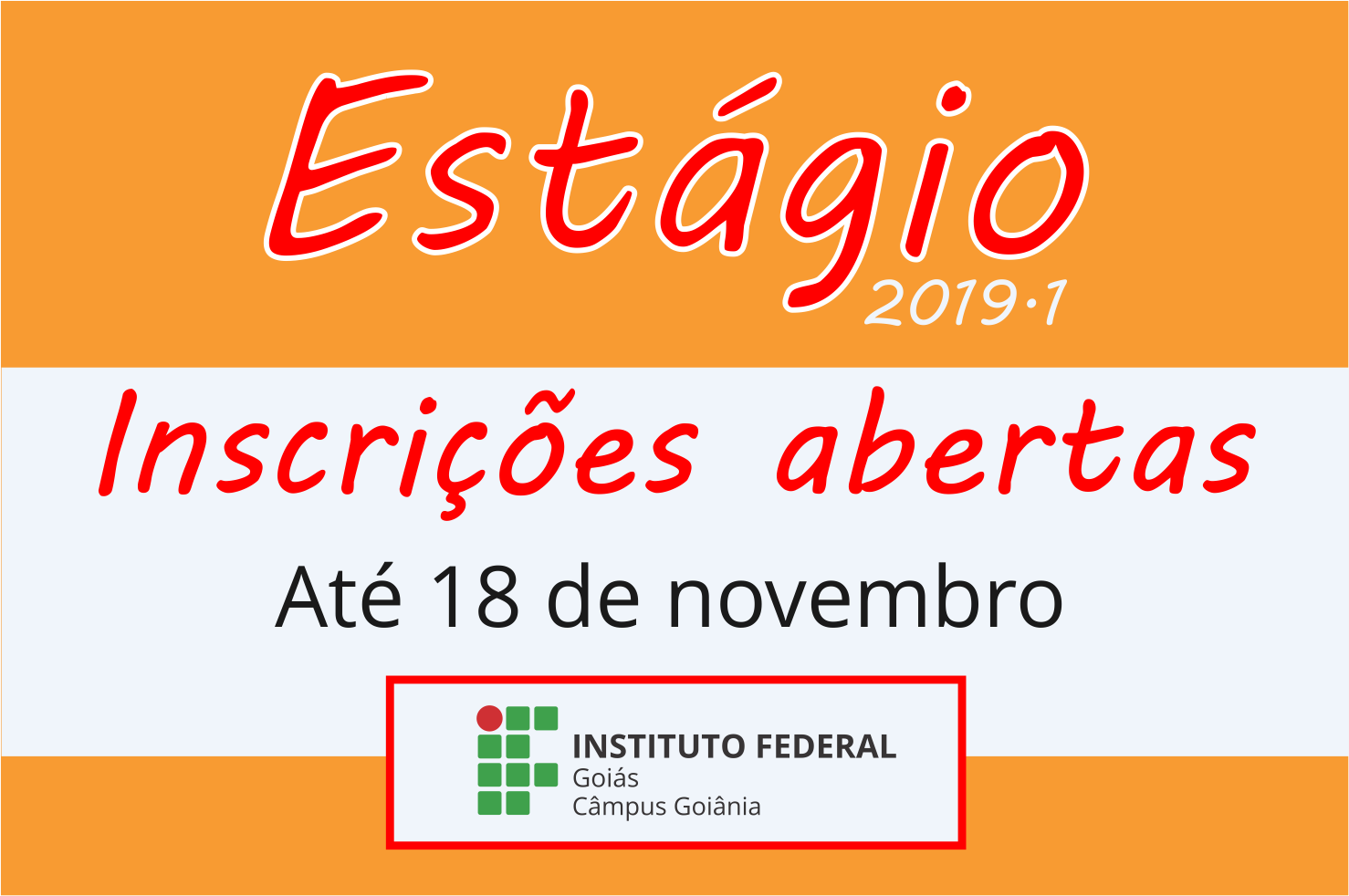 As inscrições para seleção de vagas de estágio devem ser feitas a partir das 12 horas do dia 12 de novembro e vão até o dia 18 de novembro.