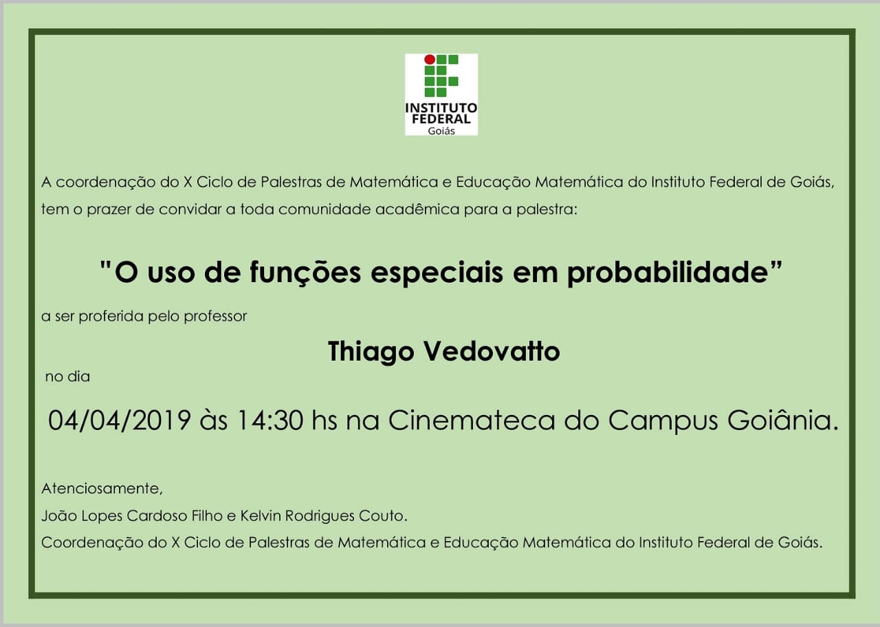 Cartaz do X Ciclo de Palestras de Matemática e Educação Matemática 