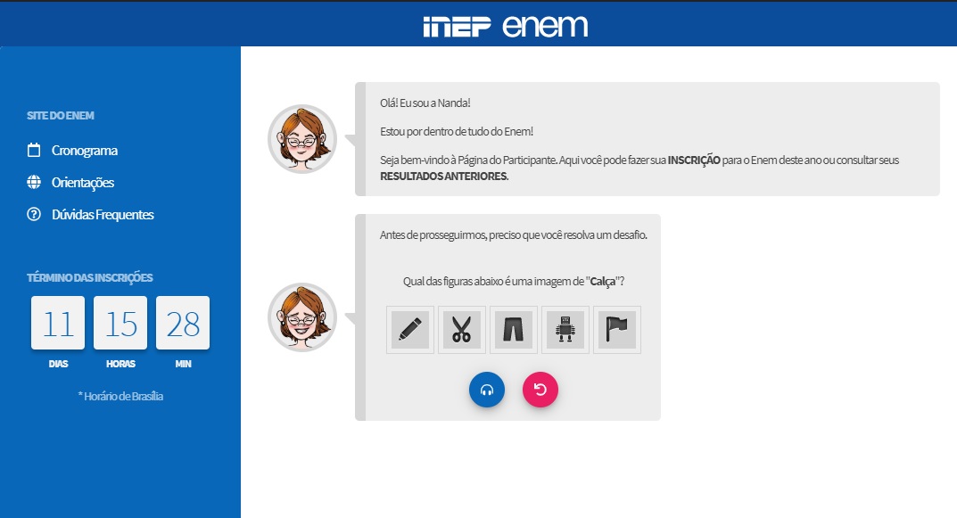 Print da tela do site do participante do Enem, registrada na manhã desta segunda-feira, 6 de maio 