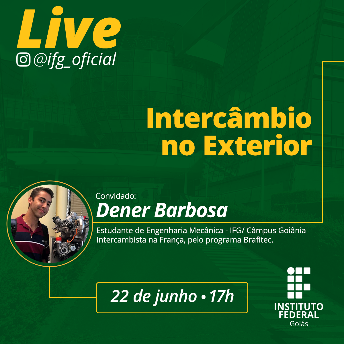 Live será na próxima segunda, 17 horas