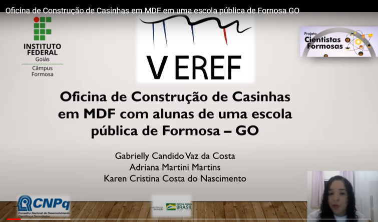 Gabrielly, aluna de Engenharia Civil, apresenta videopôster no V EREF