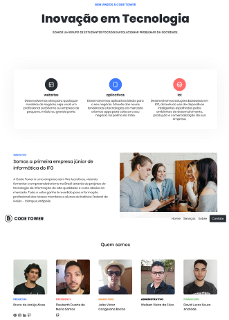 Imagem retirada do site da Code Tower, incluindo os membros da diretoria da empresa júnior