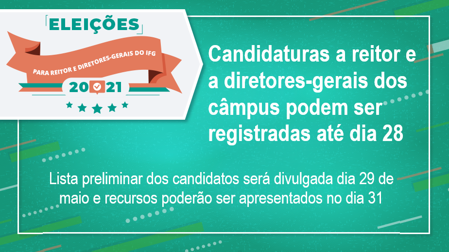 Os candidatos podem registrar suas candidaturas a partir desta quarta-feira, 26, até o dia 28 de maio