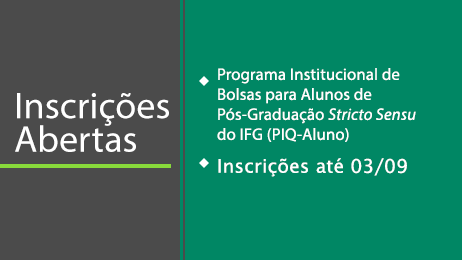 Inscrições abertas para o PIQ-Aluno