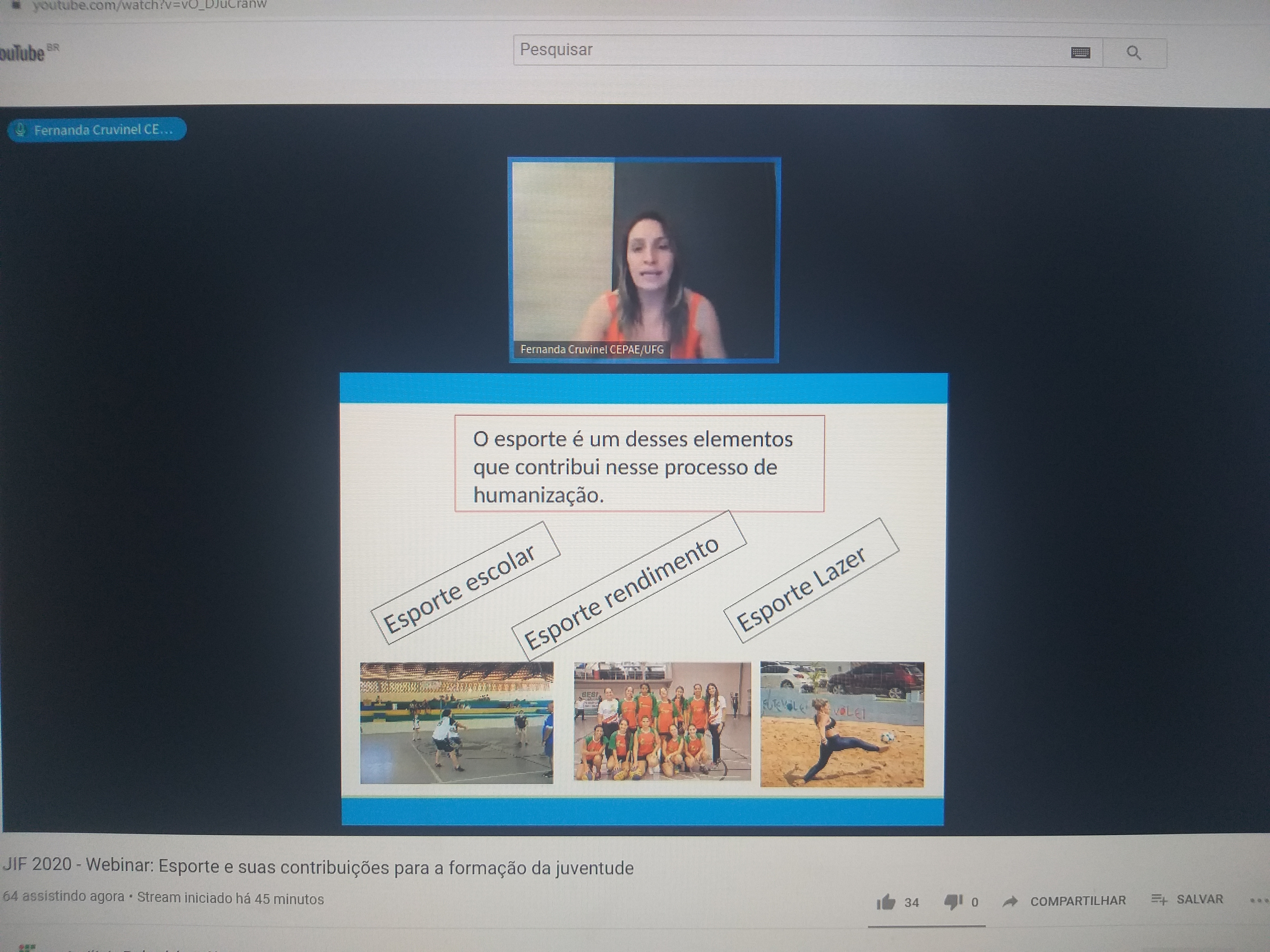 Professora Fernanda destacou a importância do esporte no processo de humanização