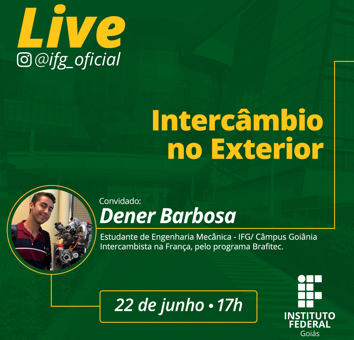 Live será na próxima segunda, 17 horas